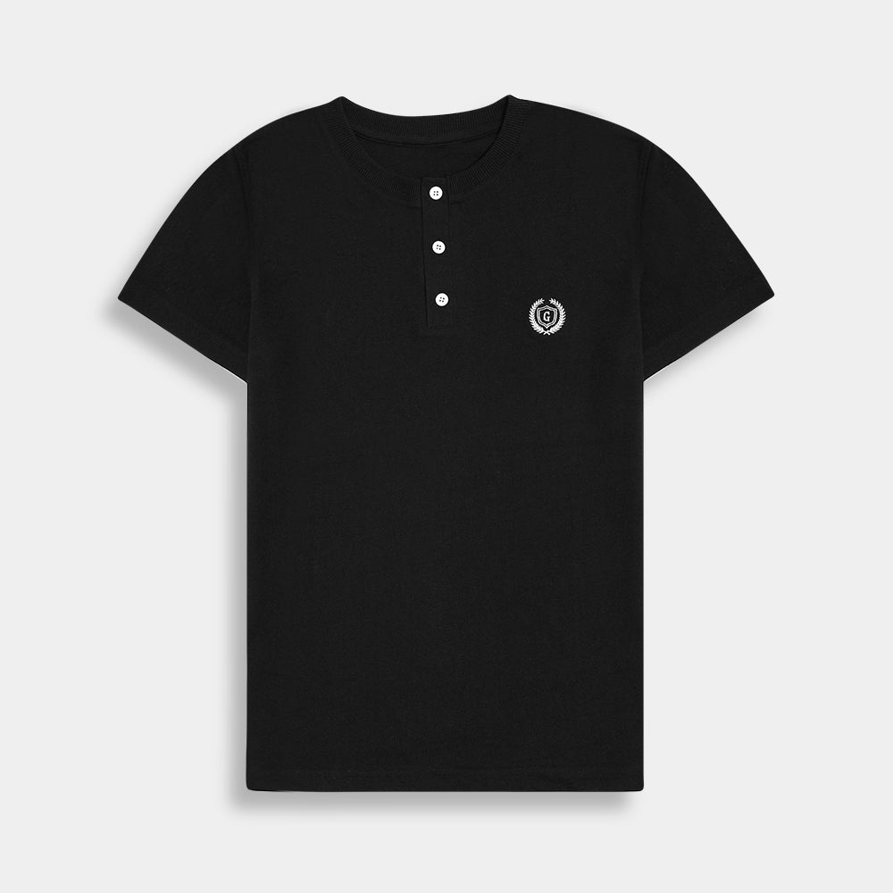 Men Henly Black T Shirt