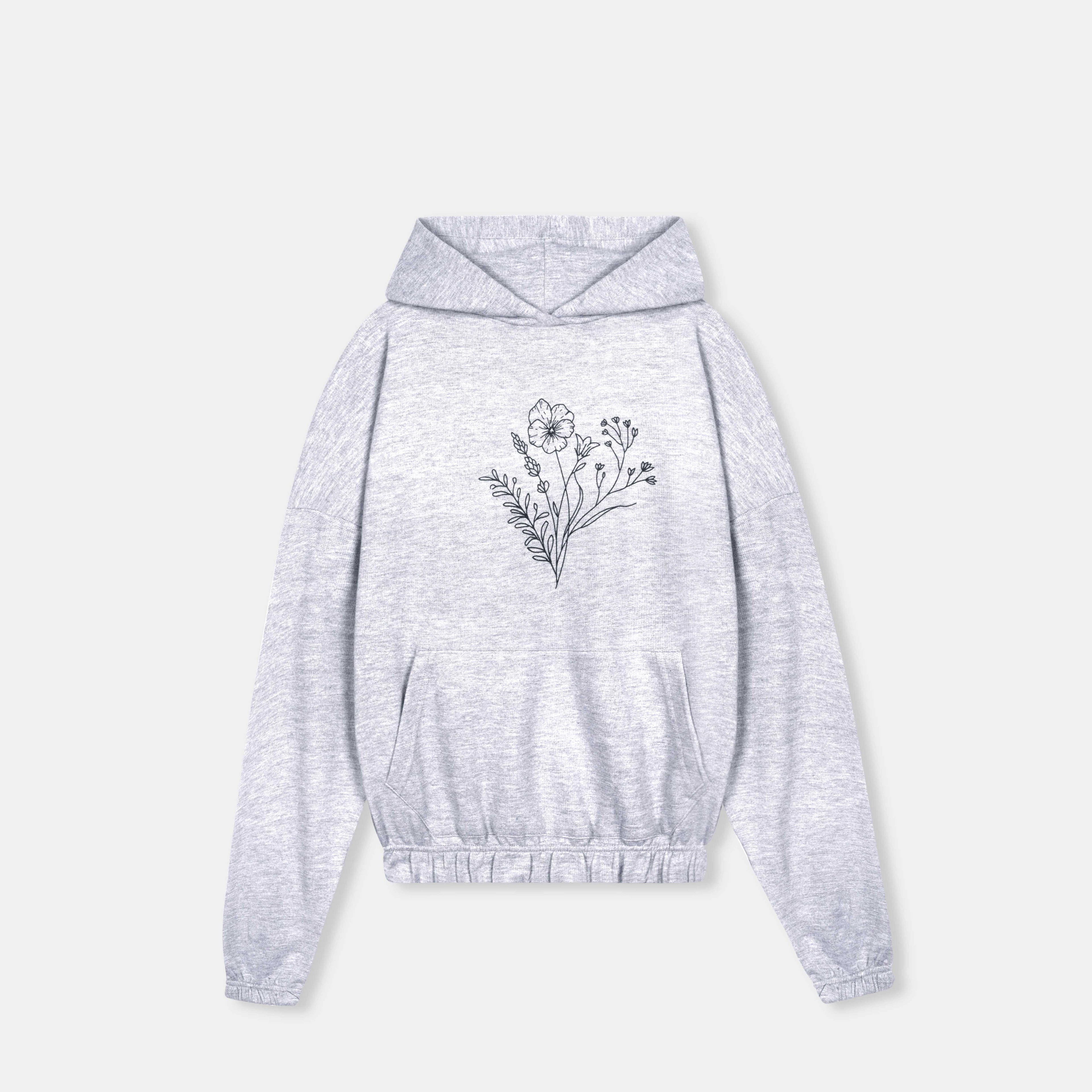 Grey Floweral Hoodie