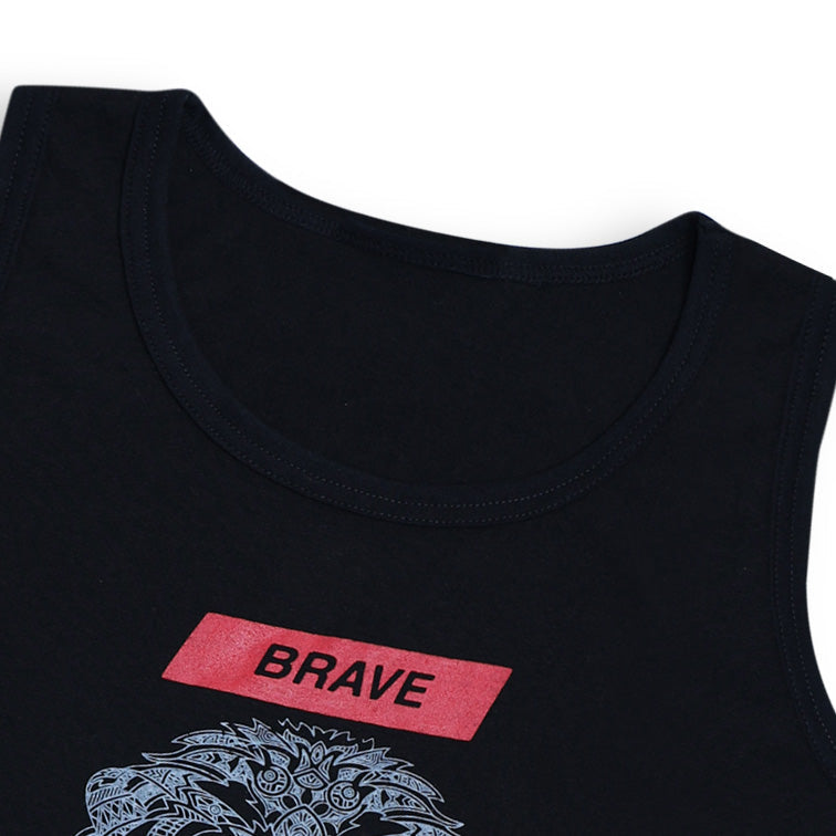 Brave Print Black Sleeveless